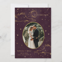Mystical Celestial Gold Moon Clouds Wedding