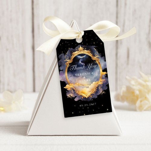 Mystical Celestial Gold Moon Wedding Thank You Gift Tags