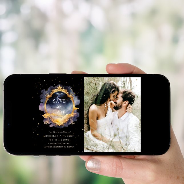 Mystical Celestial Photo Save The Date Invitation (Front Digital)