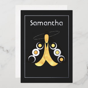 Mystical Celestial Silver and Gold Moth Foil Invitation