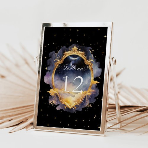 Mystical Celestial Stars Moon Wedding Table Number