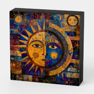 Mystical Celestial Sun Moon Alchemy Wooden Box Sign