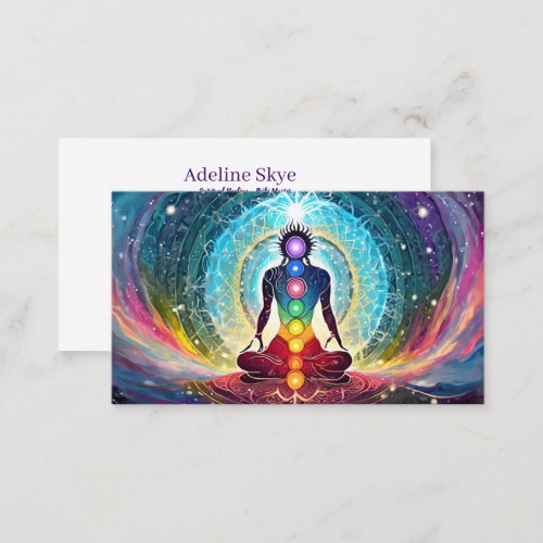 mystical chakra design in vibrant colors business card