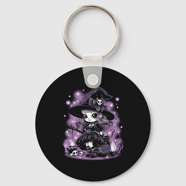 Mystical Charms Halloween Witch Graphic  Keychain (Front)
