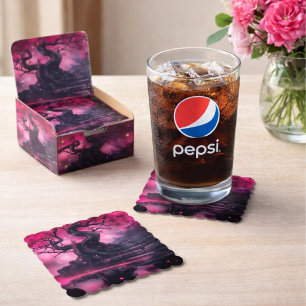 Mystical Cherry Blossom Path – Enchanted Stairway Paper Coaster
