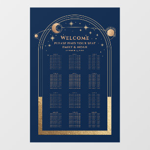 Mystical Chic Blue Gold Sun Moon Stars Wedding Wall Decal