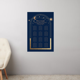 Mystical Chic Blue Gold Sun Moon Stars Wedding Wall Decal