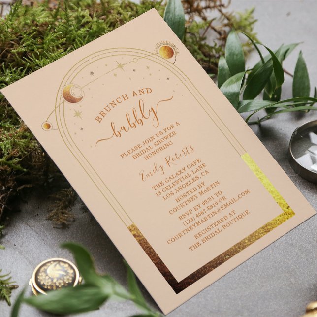 Mystical Chic Champagne Gold Bridal Shower Invitation (Creator Uploaded)
