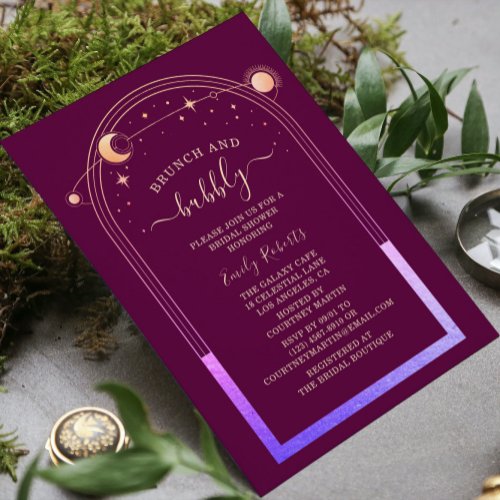 Mystical Chic Fuchsia Gold Bridal Shower Invitation