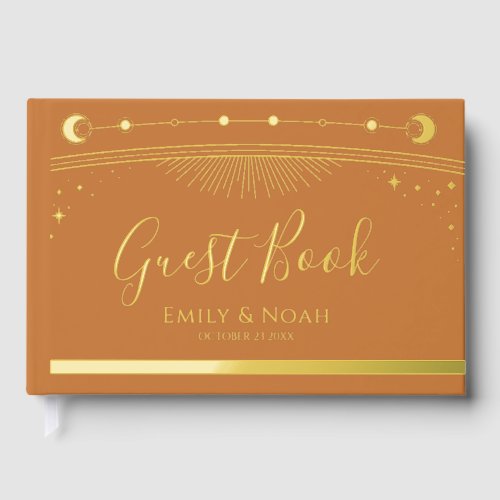 Mystical Chic Gold Sun Moon Stars Wedding Foil Guest Book