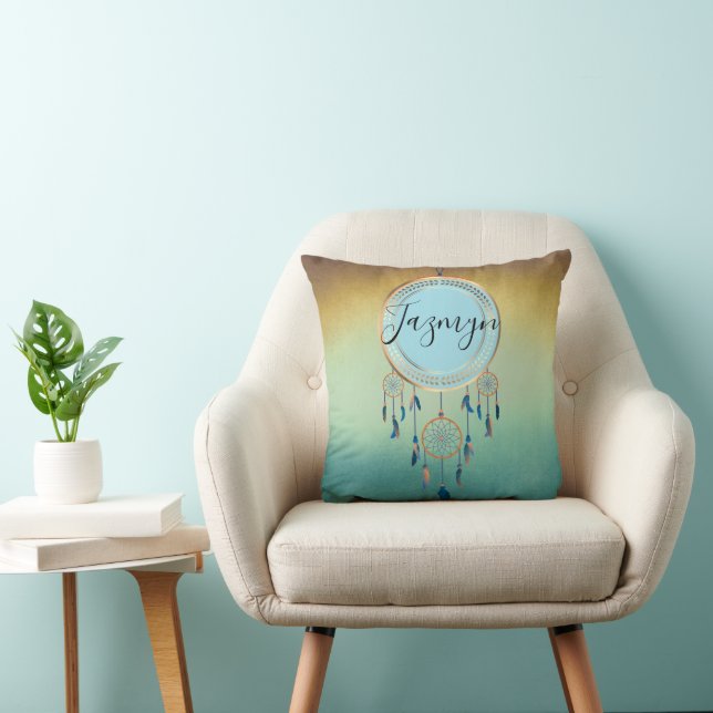 Mystical Chic Personalized Dreamcatcher Throw Pillow (Chair)