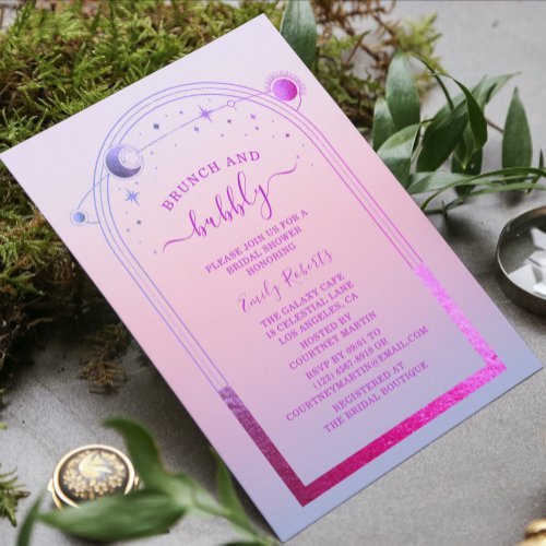 Mystical Chic Sunset Pink Bridal Shower Invitation