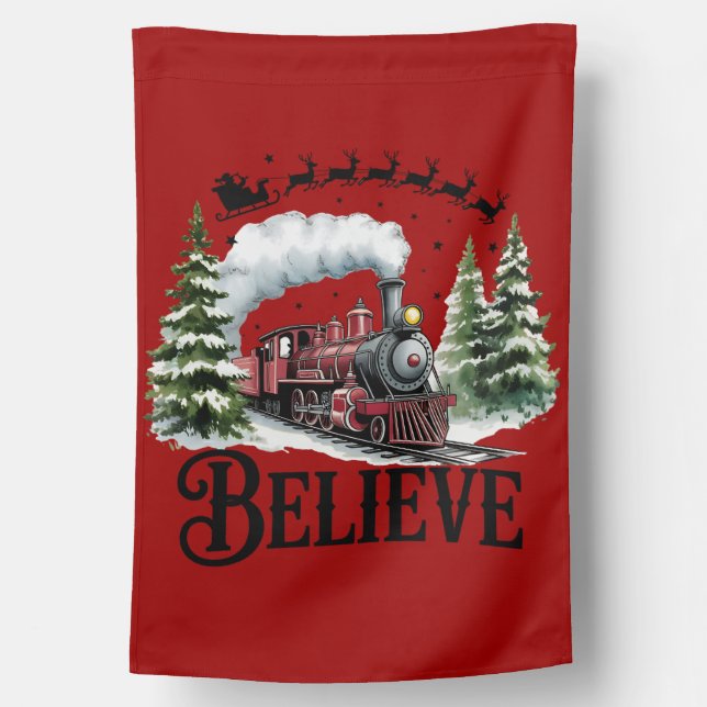 Mystical Christmas Express Believe Train  House Flag (Back)