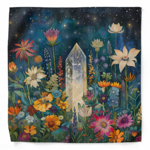 Mystical Clear Quartz Crystal Meadow Tarot Cloth Bandana