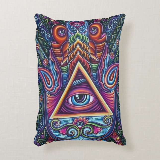 Mystical Colored All-Seeing Eye Accent Pillow (Front(Vertical))