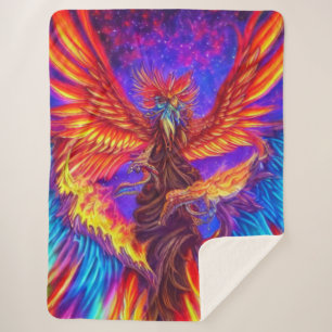 Mystical Colorful Phoenix Sherpa Blanket