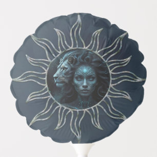 Mystical connection, mystical woman and the lion. balloon