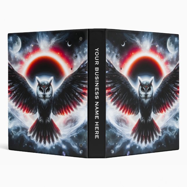 Mystical Cosmic Celestial Owl 3 Ring Binder (Background)