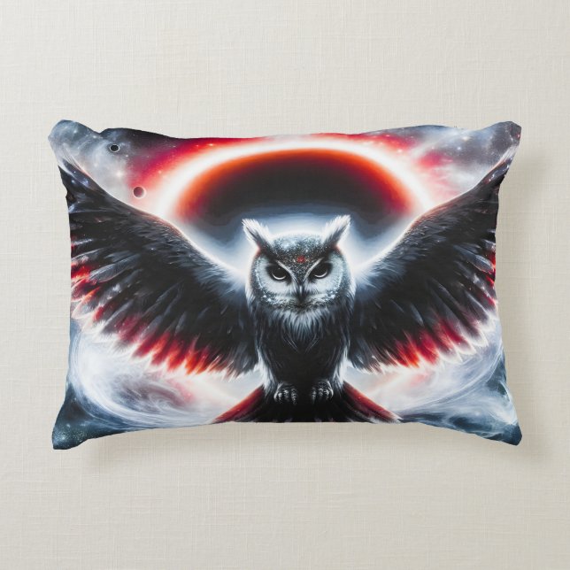 Mystical Cosmic Celestial Owl Accent Pillow (Front)