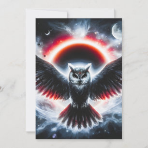 Mystical Cosmic Celestial Owl Holiday Card