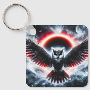 Mystical Cosmic Celestial Owl Keychain