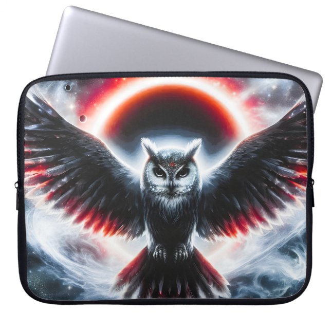Mystical Cosmic Celestial Owl Laptop Sleeve (Front)