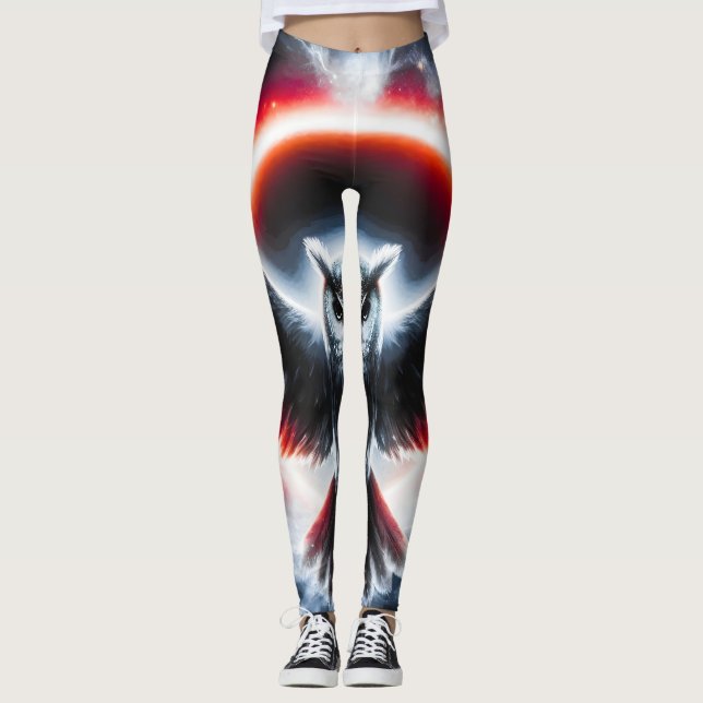 Mystical Cosmic Celestial Owl Leggings (Front)