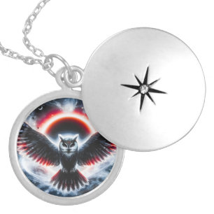 Mystical Cosmic Celestial Owl Locket Necklace