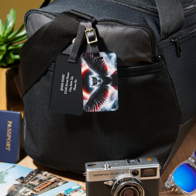 Mystical Cosmic Celestial Owl Luggage Tag (Front & Back)