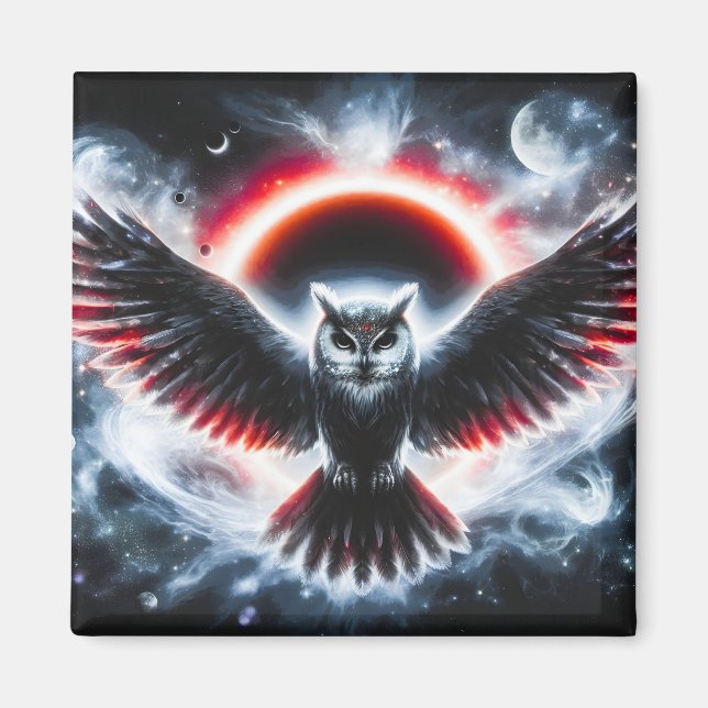 Mystical Cosmic Celestial Owl Magnet (Front)