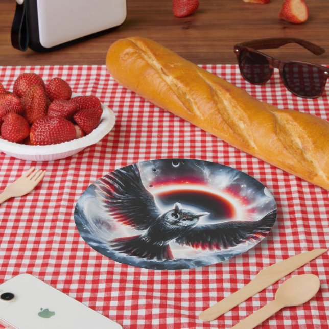 Mystical Cosmic Celestial Owl Paper Plates (Picnic)