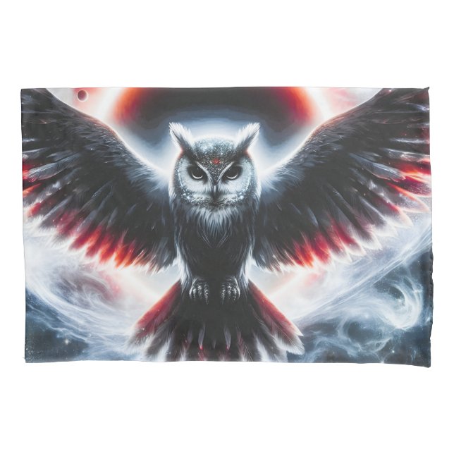 Mystical Cosmic Celestial Owl Pillow Case (Front)