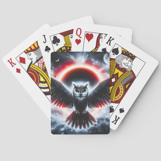 Mystical Cosmic Celestial Owl Poker Cards (Back)