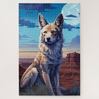 Mystical Coyote Southwestern Themed Jigsaw Puzzle