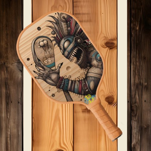 Mystical Creature Revealed on Wooden Board Image Pickleball Paddle