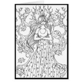 Mystical Crescent Moon Fairy Fantasy Coloring Card (Front)