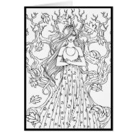Mystical Crescent Moon Fairy Fantasy Coloring Card