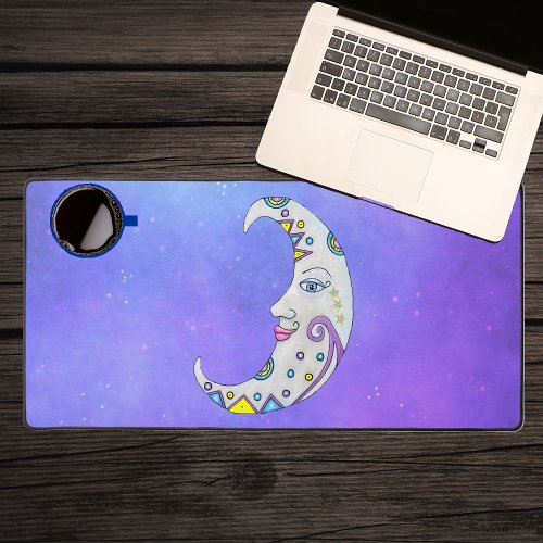 Mystical Crescent Moon Fancy Colorful Decorations Desk Mat