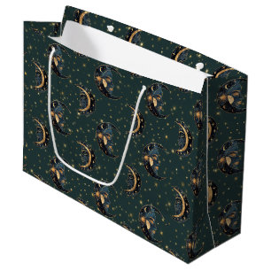 Mystical Crescent Moon Star Pattern Large Gift Bag