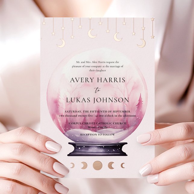 Mystical Crescent Moon Wedding Foil Invitation (Creator Uploaded)