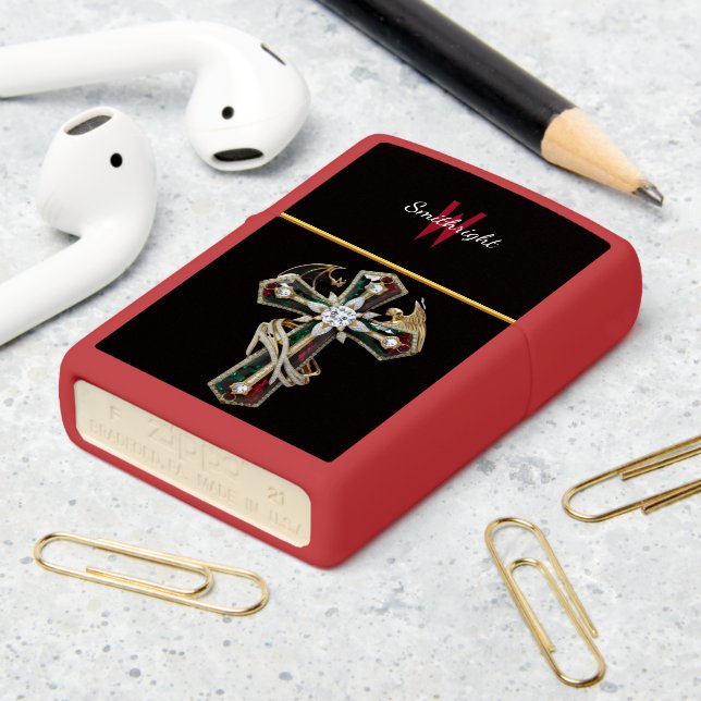 Mystical Cross of Dragons & Diamonds Zippo Lighter (On Table 2)