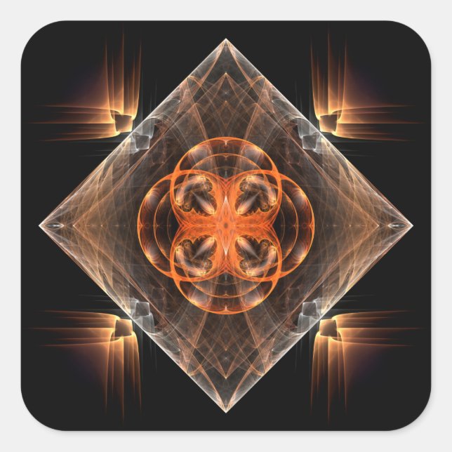 Mystical cross pattern square sticker (Front)