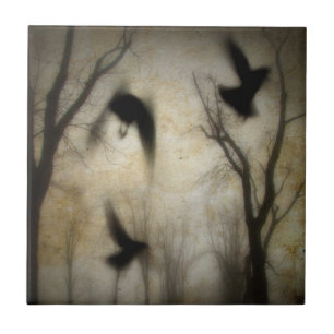 Mystical Crow Forest Ceramic Tile