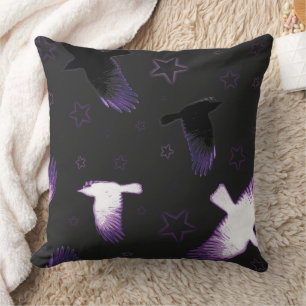 Mystical Crows Throw Pillow