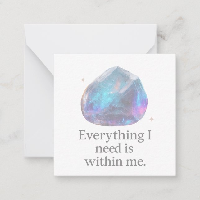 Mystical Crystal Affirmation  Note Card (Front)