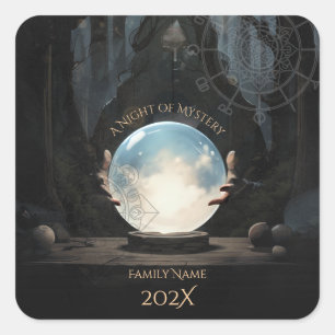 Mystical Crystal Ball Fortune Teller Halloween Square Sticker