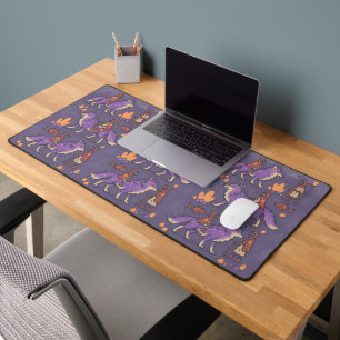Mystical Crystal-Infused Wolf and Rider Artwork Desk Mat