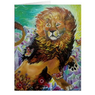 Mystical Crystal Lion Painting "New Worlds" Cards