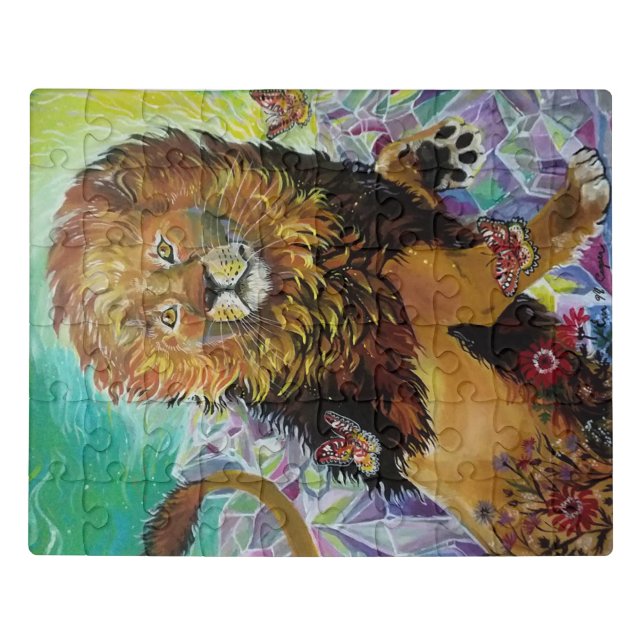 Mystical Crystal Lion Painting "New Worlds"  Jigsaw Puzzle (Puzzle Horizontal)