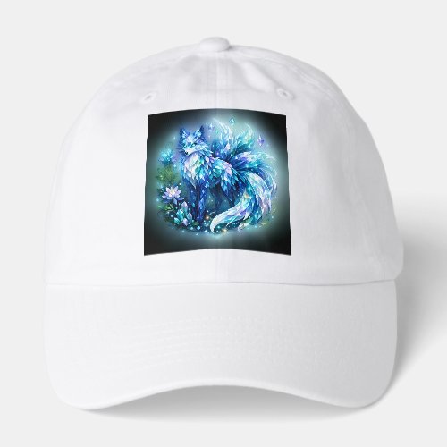 Mystical Crystal Nine-Tailed Fox Fantasy Art Cap
